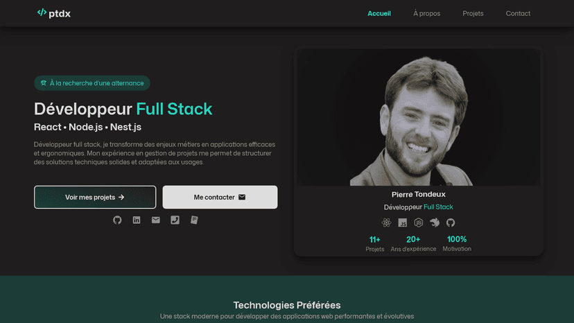 Capture d'écran du projet Alternance.ptdx.fr