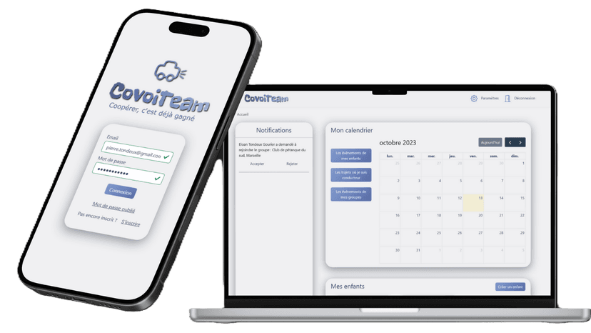 Capture d'écran du projet CovoiTeam
